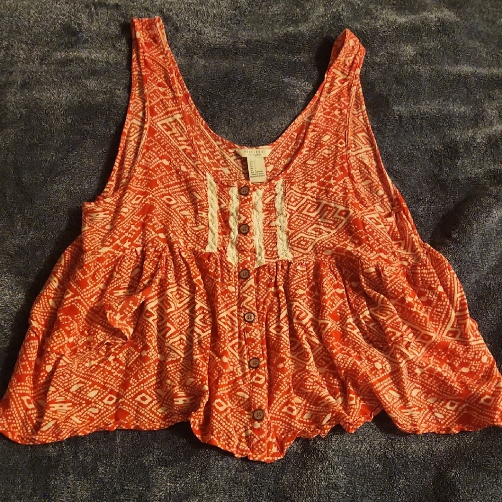 Forever 21 Red Geometric Tank Top